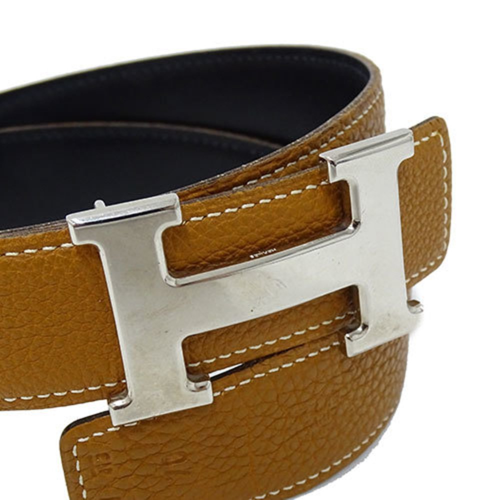 Hermes HERMES Belt Constance H Women's Men's Togo Box Calf Gold Black Leather... - Picture 5 of 9